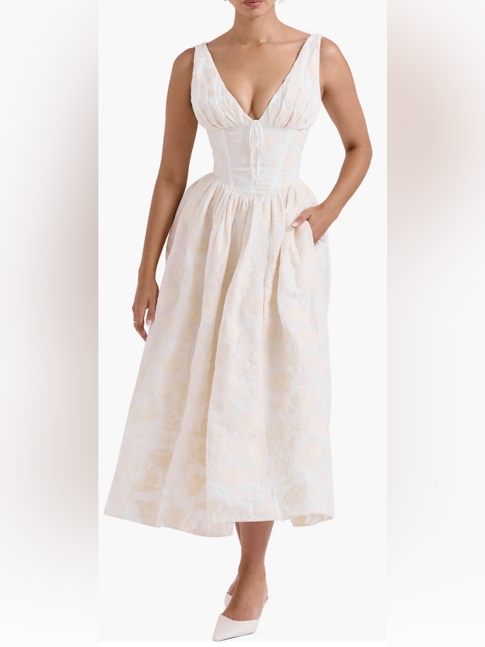 NEW House of CB Emmelina Embroidered Corset Bodice Cocktail Dress Sz S